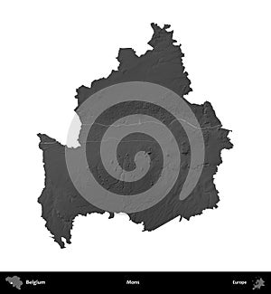 Mons, Belgium, isolated on white. Grayscale