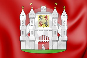 Mons coat of arms Hainaut province, Belgium. 3D Illustration