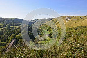 Monsal Head View along Miller`s Dale, with Headstone Viaduct on the Left and the Little Longstone Rocks on the Right