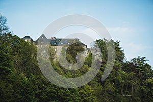 Monschau in Eifel region. A small picturesque town in Noth Rhine-Westphalia, Germany