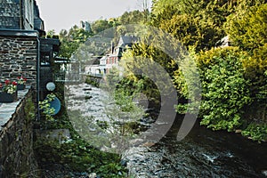 Monschau in Eifel region. A small picturesque town in Noth Rhine-Westphalia, Germany