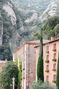 Monserrat Monastery`s buildings, Catalonia, Spain