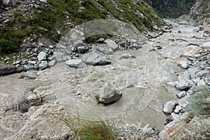 Monsoon brings powerful currents to River Satluj in Himachal Pradesh, India