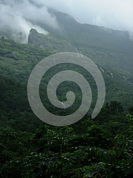 Monsoon clouds over mountains