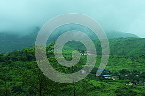 Monsoon landscape in Indian village