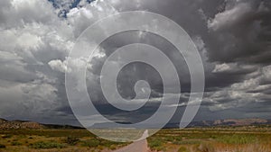 Monsoon Storm over Dirt Road Wide Shot