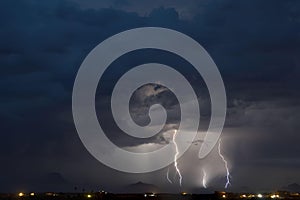 Monsoon storm over Gila Bend Mountains in Arizona