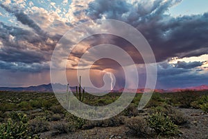 Monsoon thunderstorm and lightning photo