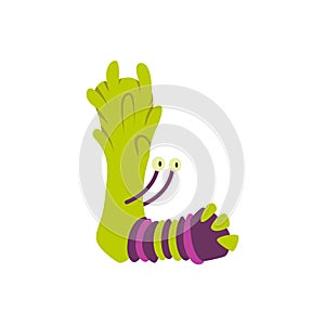 Monster alphabet symbol. Letter L of english alphabet shaped as monster. Children colorful cartoon funny fictional