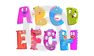 Monster Alphabetical Letters From A to H Vector Set