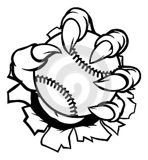 Monster or animal claw holding Baseball Ball