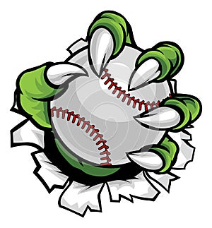 Monster or animal claw holding Baseball Ball photo