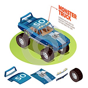 Monster Car 4wd Model Isometric Image