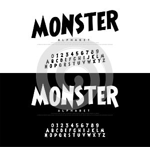 Monster Cartoon Alphabet Scary Typeace. Typography comic style font set for logo, Poster, Invitation. vector illustrator