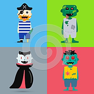 Monster cartoon characters silhouette
