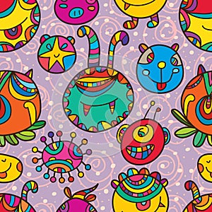 Monster circle seamless pattern