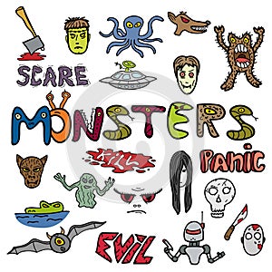 Monster color doodles