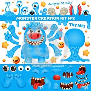 Monster emoji cartoon character creation kit. Diy collection