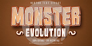 Monster evolution text, cartoon style editable text effect