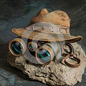 Monster Explorer Safari hat and binoculars
