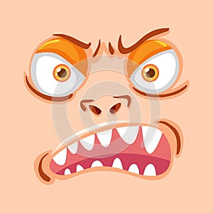 Monster face on peach background