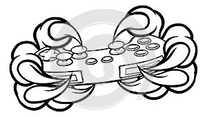 Monster Gamer Claws Holding Games Controller photo