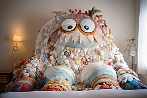 A monster made of pillows created with generative AI technology