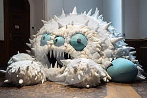 A monster made of pillows created with generative AI technology