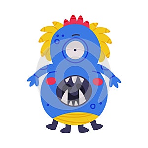 Monster Number Eight or Numeral with Face and Hand Vector Illustration