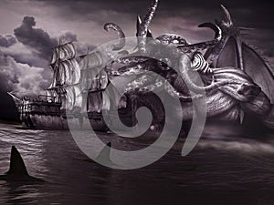 Monster and old ship