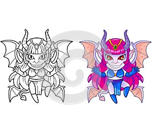 Monster succubus, coloring page, funny illustration photo