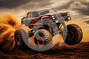 Monster Truck driving off-road outdoors