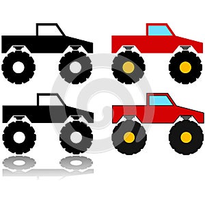 Monster truck icon set