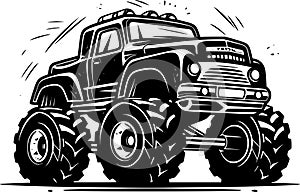 Monster truck - minimalist and flat logo - vector illustration