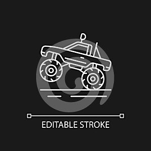 Monster truck racing white linear icon for dark theme