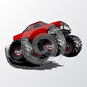 Monster-Truck-Wheelie-Red