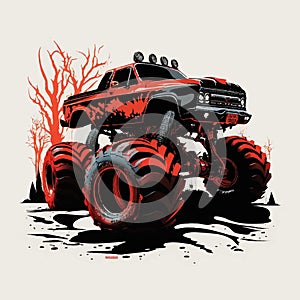 Monster trucks vector illustration perfect for T-shirt, Apparel or merchandise design