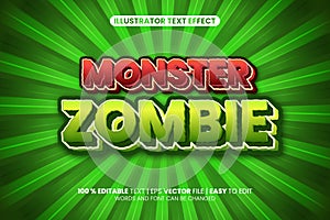 monster zombie editable text effect red and green color