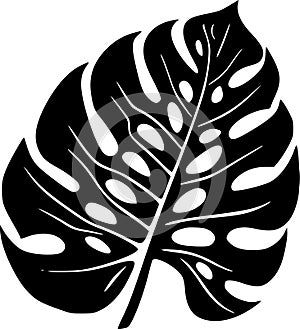 Monstera - black and white isolated icon - vector illustration