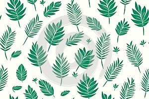 Monstera green leaves or Monstera Deliciosa background. Seamless flat painting. generative ai art background