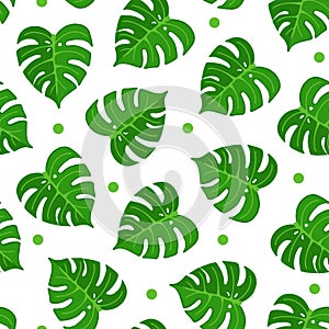 Monstera seamless pattern, tropical leaves. Vector Illustration for backgrounds, covers, packaging, greeting cards, posters,
