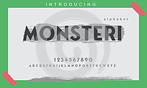 Monsteri font. Minimal modern alphabet fonts.