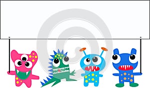 Monsters holding a placard