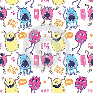 Monsters seamless pattern.