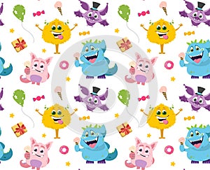 Monsters seamless pattern