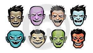 Monsters set. Halloween concept. Cartoon vector illustration