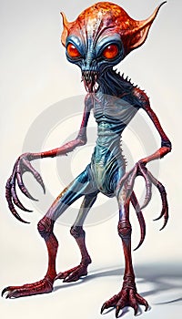 Monstrous Alien Creature. Isolated image. AI generated.