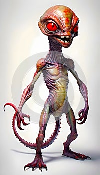 Monstrous Alien Creature with sharpened teeth. Isolated image. AI generated.