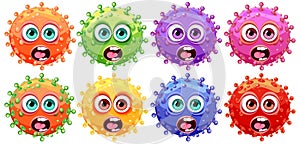 Monstrous Cartoon Characters of Bacteria, Germs, and Viruses