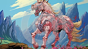 Monstrously Powerful Animated Horse With Bone Spikes - Action-packed Cartoon